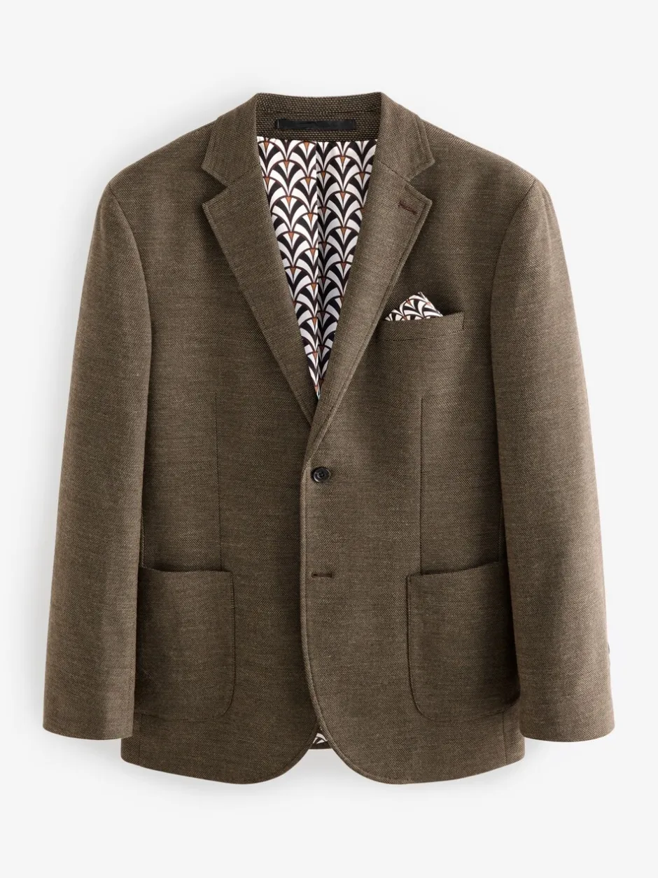 Blazers En Business-Jasjes*Next - Normale Pasvorm - Modieuze blazer met textuur Bruin