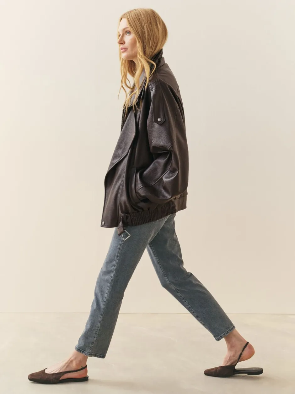 Jassen En Jacks|Nothing Ordinary - Faux Leather Funnel Collared Biker Jacket Bruin