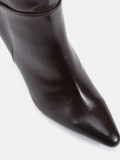 Ruimvallend En Extraruimvallend|Boots*Novo - Wide Fit Gala Point Toe Block Heel Knee Boots Bruin