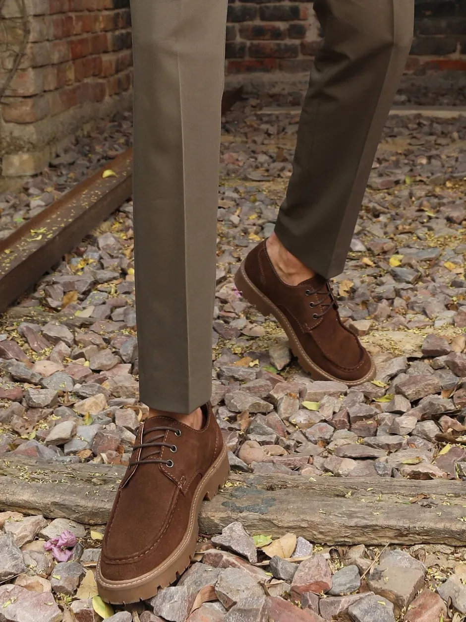 Schoenen*Off The Hook - Harvey Suede Leather Casual Lace-Up Boat Shoes Bruin