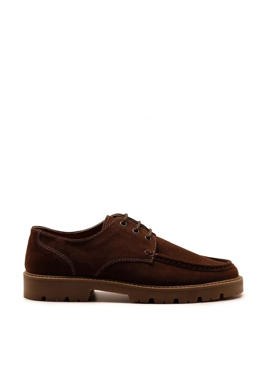 Schoenen*Off The Hook - Harvey Suede Leather Casual Lace-Up Boat Shoes Bruin