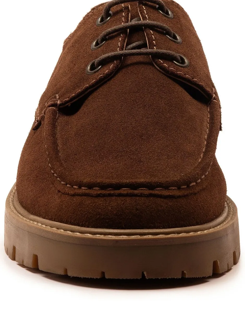 Schoenen*Off The Hook - Harvey Suede Leather Casual Lace-Up Boat Shoes Bruin