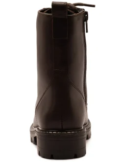 Boots*Off The Hook - Nala Chunky Leather Lace-Up Combat Ankle Boots Bruin