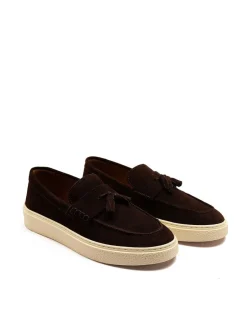 Schoenen|Formele Schoenen|Off The Hook - Rory Suede Tassel Loafers with Flat Sole Bruin