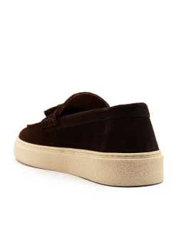 Schoenen|Formele Schoenen|Off The Hook - Rory Suede Tassel Loafers with Flat Sole Bruin