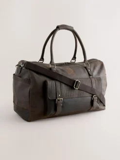 Tassen|Next Bruin - Oily Leather Weekend Holdall Bag