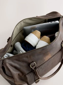 Tassen|Next Bruin - Oily Leather Weekend Holdall Bag