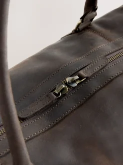 Tassen|Next Bruin - Oily Leather Weekend Holdall Bag