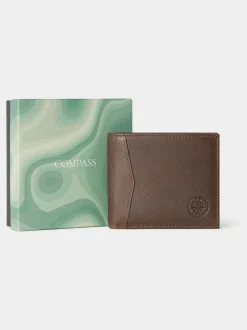 Portemonnees|Osprey London - The Compass leren muntenportemonnee Bruin