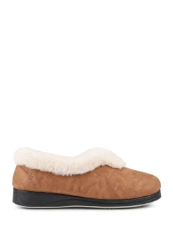 Ruimvallend En Extraruimvallend|Pantoffels*Pavers - Wide Fit Memory Foam Cosy Slippers Bruin