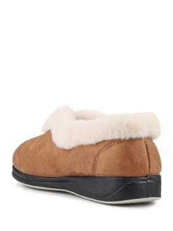 Ruimvallend En Extraruimvallend|Pantoffels*Pavers - Wide Fit Memory Foam Cosy Slippers Bruin