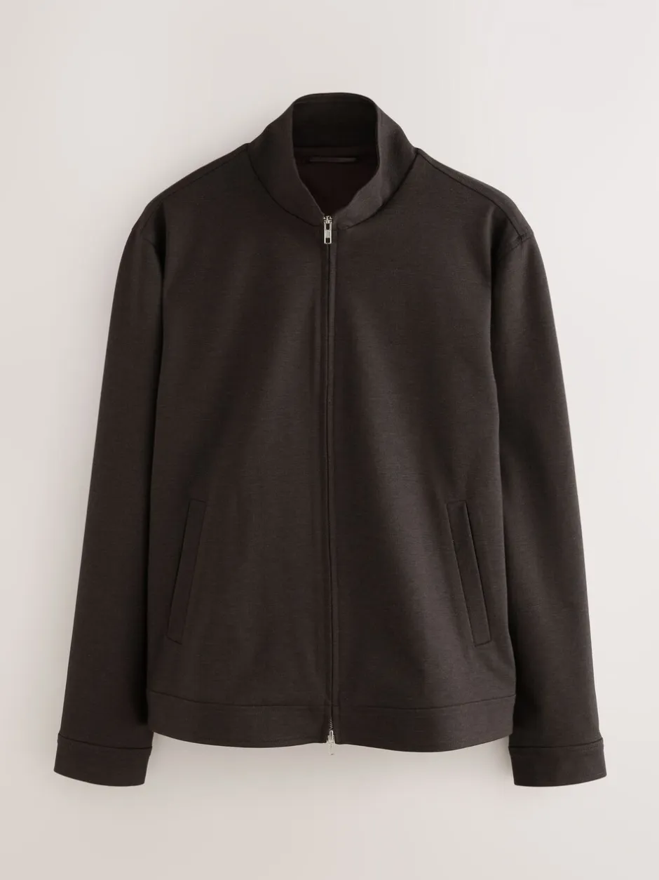 Blazers En Business-Jasjes|Next - Premium slimme opstaande kraag met rits en wol Bruin