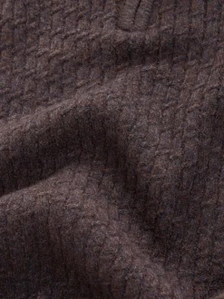 Gebreide Kleding*Next - Regular Fit getextureerde trui met kwartrits Bruin