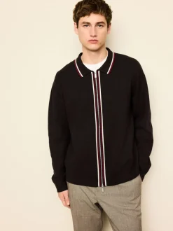 Gebreide Kleding*Next Bruin - Regular Fit Premium Mid Weight Tipped Zip Through Collared Cardigan