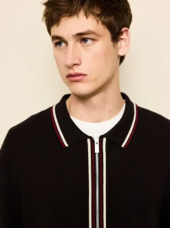 Gebreide Kleding*Next Bruin - Regular Fit Premium Mid Weight Tipped Zip Through Collared Cardigan