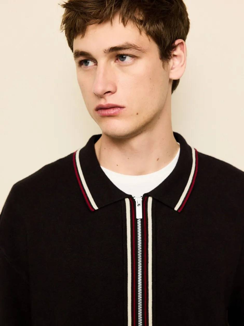 Gebreide Kleding*Next Bruin - Regular Fit Premium Mid Weight Tipped Zip Through Collared Cardigan