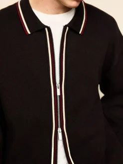 Gebreide Kleding*Next Bruin - Regular Fit Premium Mid Weight Tipped Zip Through Collared Cardigan