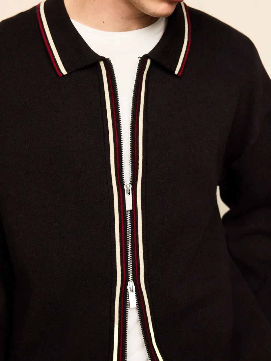 Gebreide Kleding*Next Bruin - Regular Fit Premium Mid Weight Tipped Zip Through Collared Cardigan
