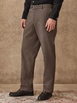 Formele Broek|Broeken En Chino's|Next - Regular Fit Smart Brushed Cotton Textured Trousers Bruin