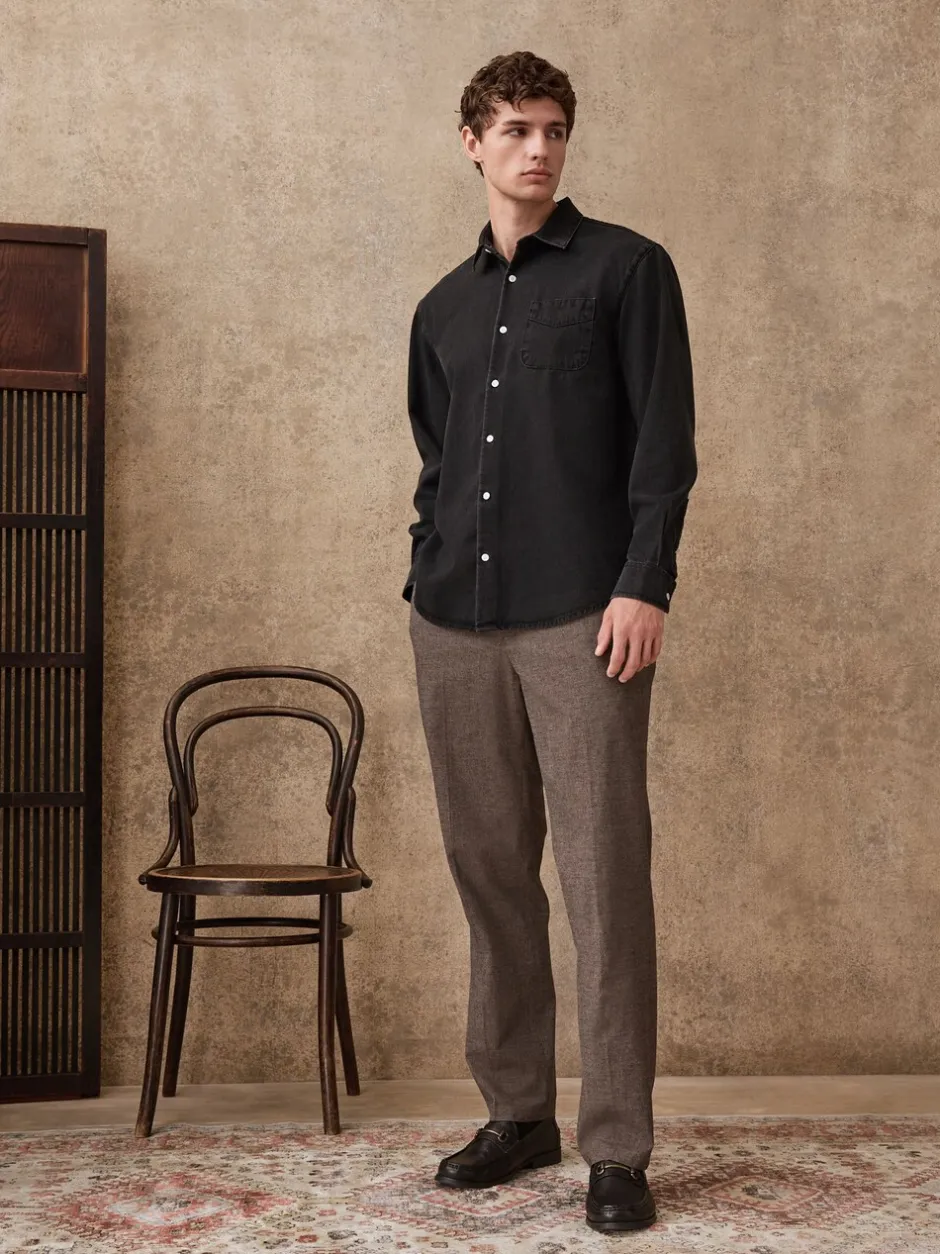 Formele Broek|Broeken En Chino's|Next - Regular Fit Smart Brushed Cotton Textured Trousers Bruin