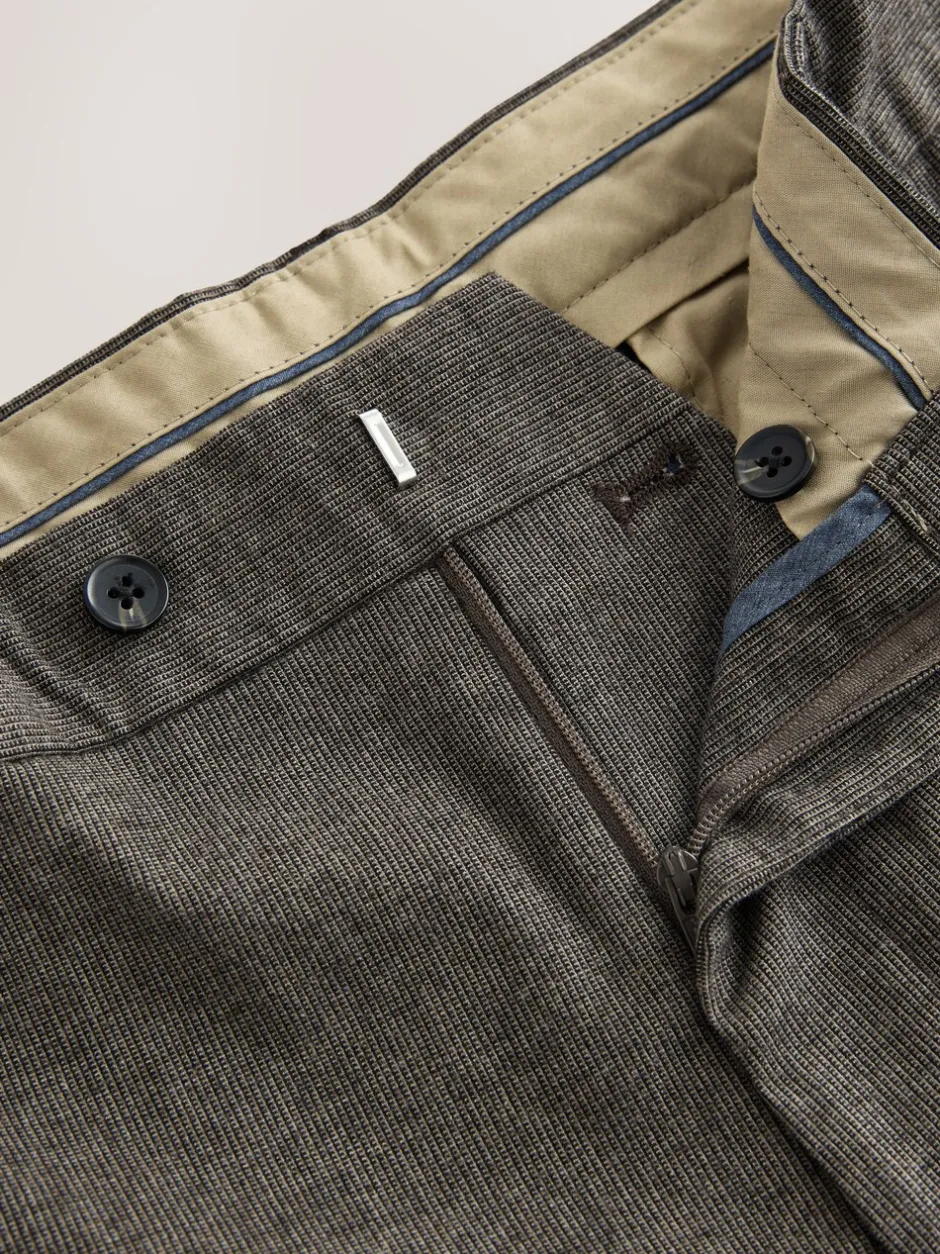 Formele Broek|Broeken En Chino's|Next - Regular Fit Smart Brushed Cotton Textured Trousers Bruin