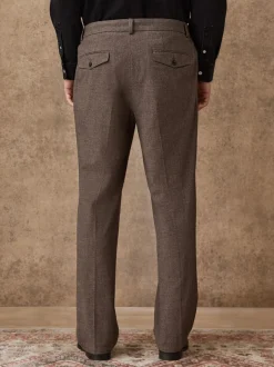 Formele Broek|Broeken En Chino's|Next - Regular Fit Smart Brushed Cotton Textured Trousers Bruin