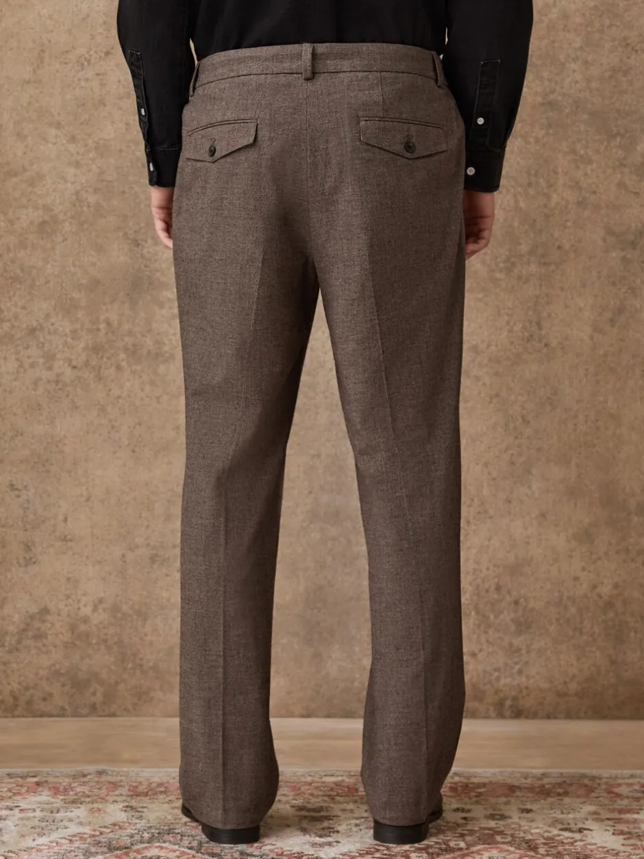 Formele Broek|Broeken En Chino's|Next - Regular Fit Smart Brushed Cotton Textured Trousers Bruin