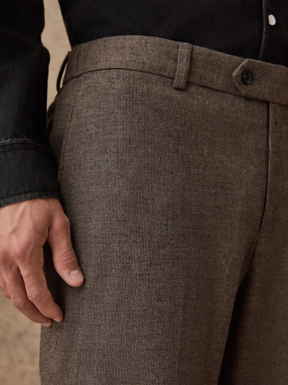 Formele Broek|Broeken En Chino's|Next - Regular Fit Smart Brushed Cotton Textured Trousers Bruin
