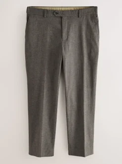 Formele Broek|Broeken En Chino's|Next - Regular Fit Smart Brushed Cotton Textured Trousers Bruin