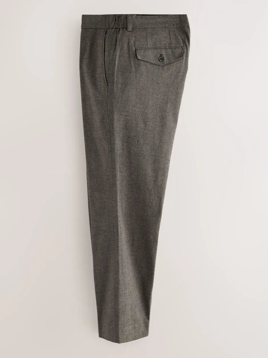 Formele Broek|Broeken En Chino's|Next - Regular Fit Smart Brushed Cotton Textured Trousers Bruin