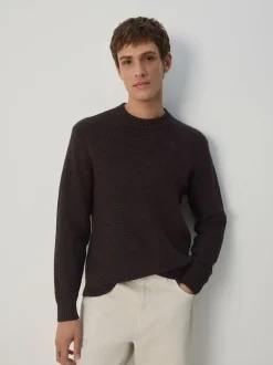 Gebreide Kleding|Next - Regular Fit Textured Crew Jumper Bruin