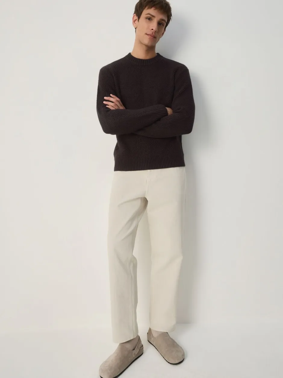 Gebreide Kleding|Next - Regular Fit Textured Crew Jumper Bruin
