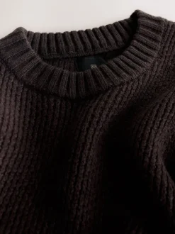 Gebreide Kleding|Next - Regular Fit Textured Crew Jumper Bruin