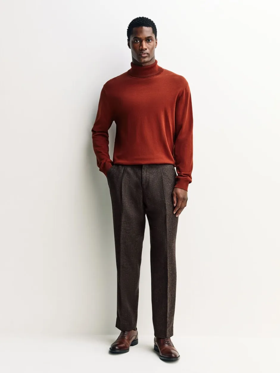 Formele Broek*Next - Regular Tapered Fit Smart Textured Trousers With Wool Bruin