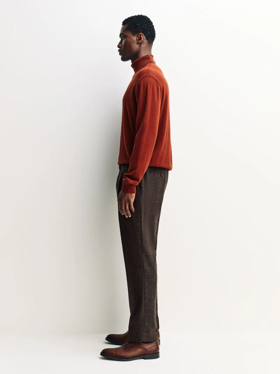 Formele Broek*Next - Regular Tapered Fit Smart Textured Trousers With Wool Bruin