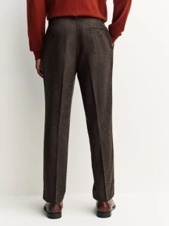 Formele Broek*Next - Regular Tapered Fit Smart Textured Trousers With Wool Bruin