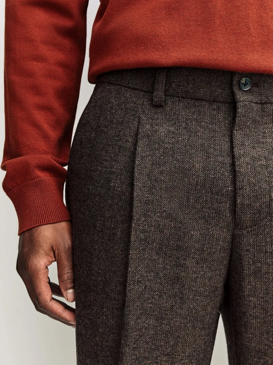 Formele Broek*Next - Regular Tapered Fit Smart Textured Trousers With Wool Bruin