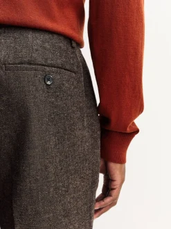 Formele Broek*Next - Regular Tapered Fit Smart Textured Trousers With Wool Bruin