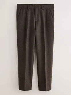 Formele Broek*Next - Regular Tapered Fit Smart Textured Trousers With Wool Bruin