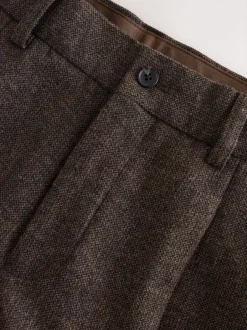 Formele Broek*Next - Regular Tapered Fit Smart Textured Trousers With Wool Bruin