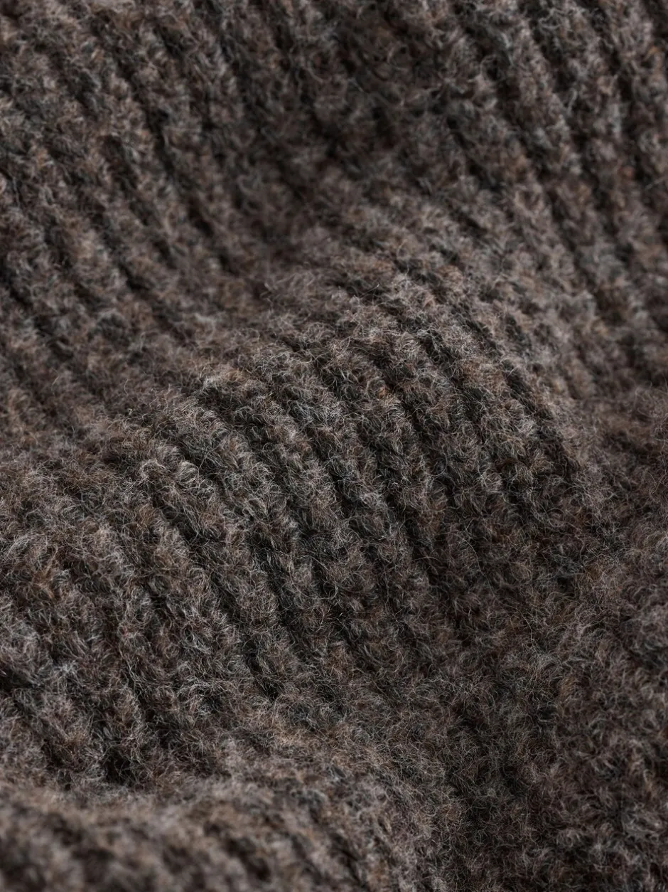 Gebreide Kleding|Next - Rib Texture Zip Through Cardigan with Wool Bruin