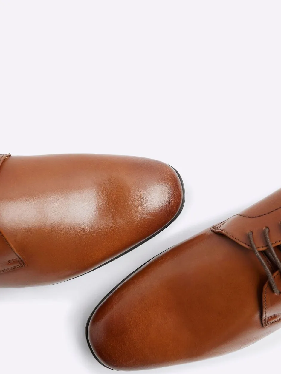 Formele Schoenen|River Island - Wide Fit Leather Formal Derby Shoes Bruin