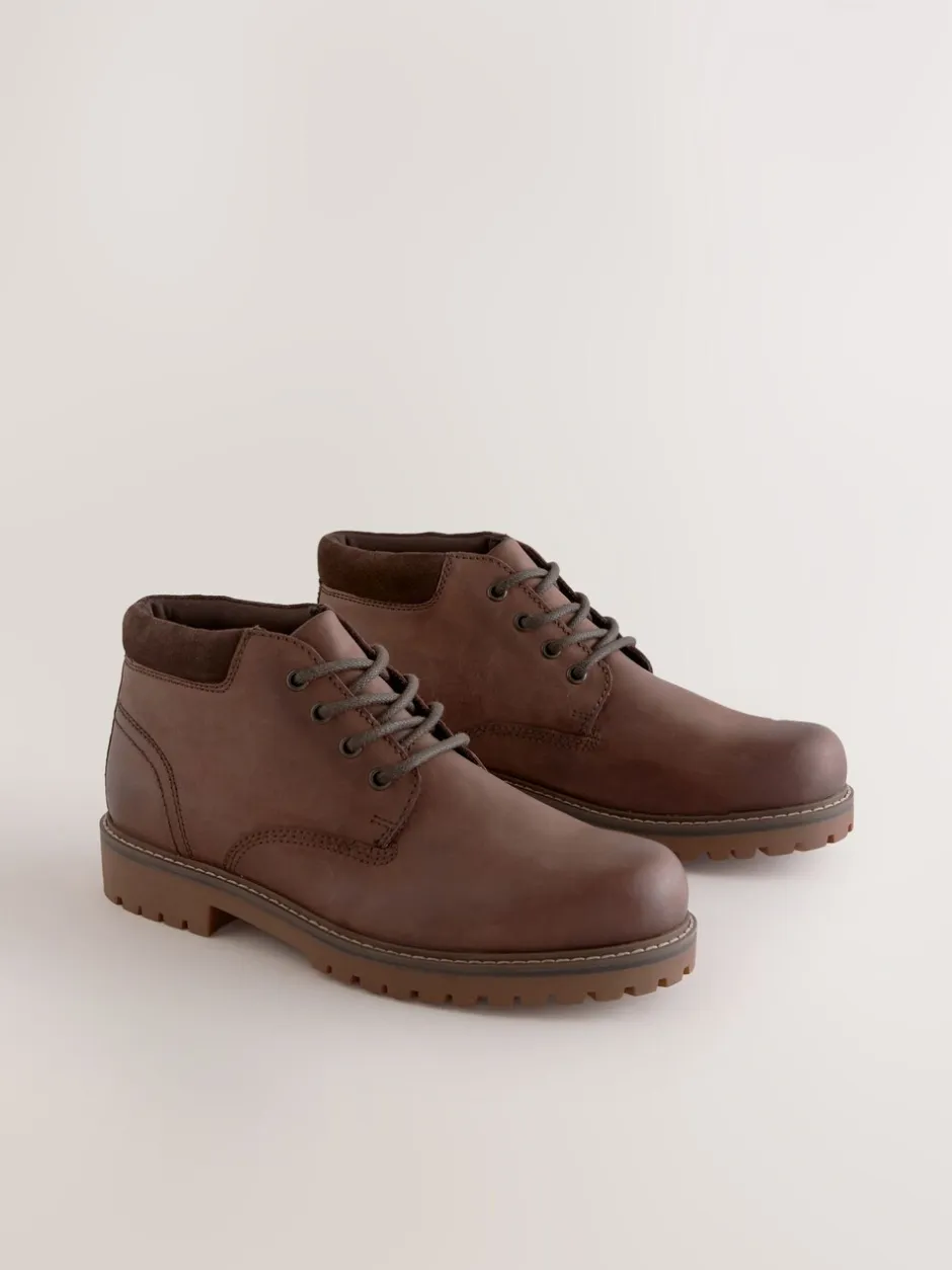 Boots|Next - Rugged Leather Ankle Boots Bruin