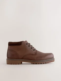 Boots|Next - Rugged Leather Ankle Boots Bruin