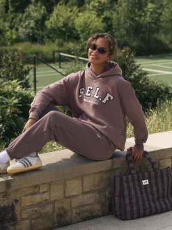 Leggings En Joggingbroeken*self. Bruin - joggingbroek met boorden