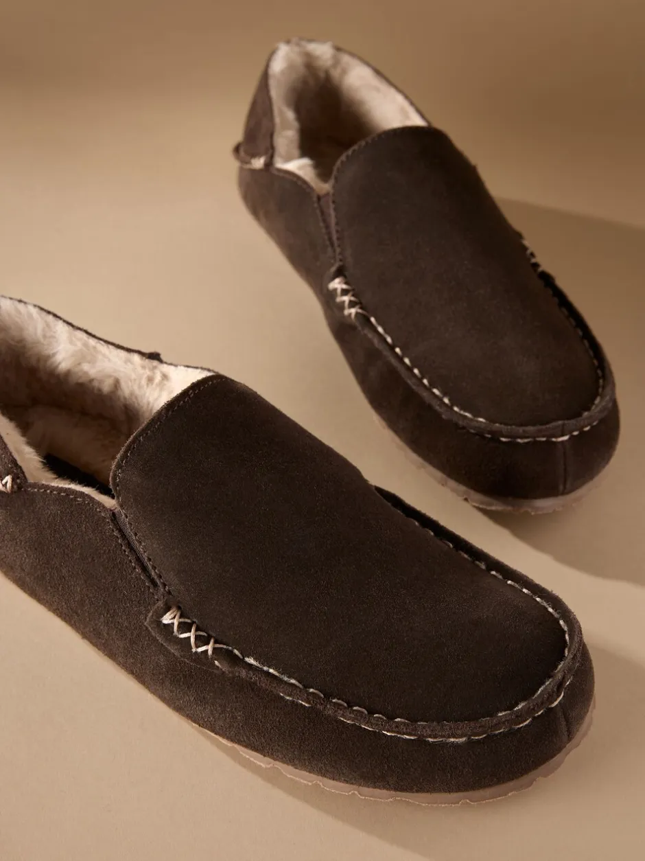 Pantoffels*Next - Signature Kickdown suède moccasinpantoffels Bruin