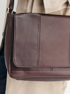 Tassen*Next - Signature leren messenger-tas Bruin