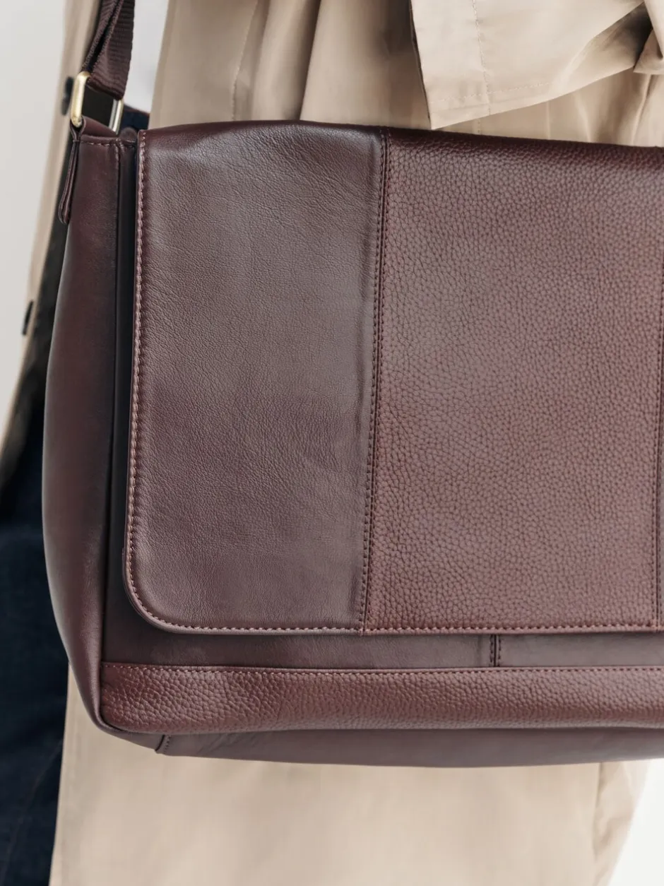 Tassen*Next - Signature leren messenger-tas Bruin