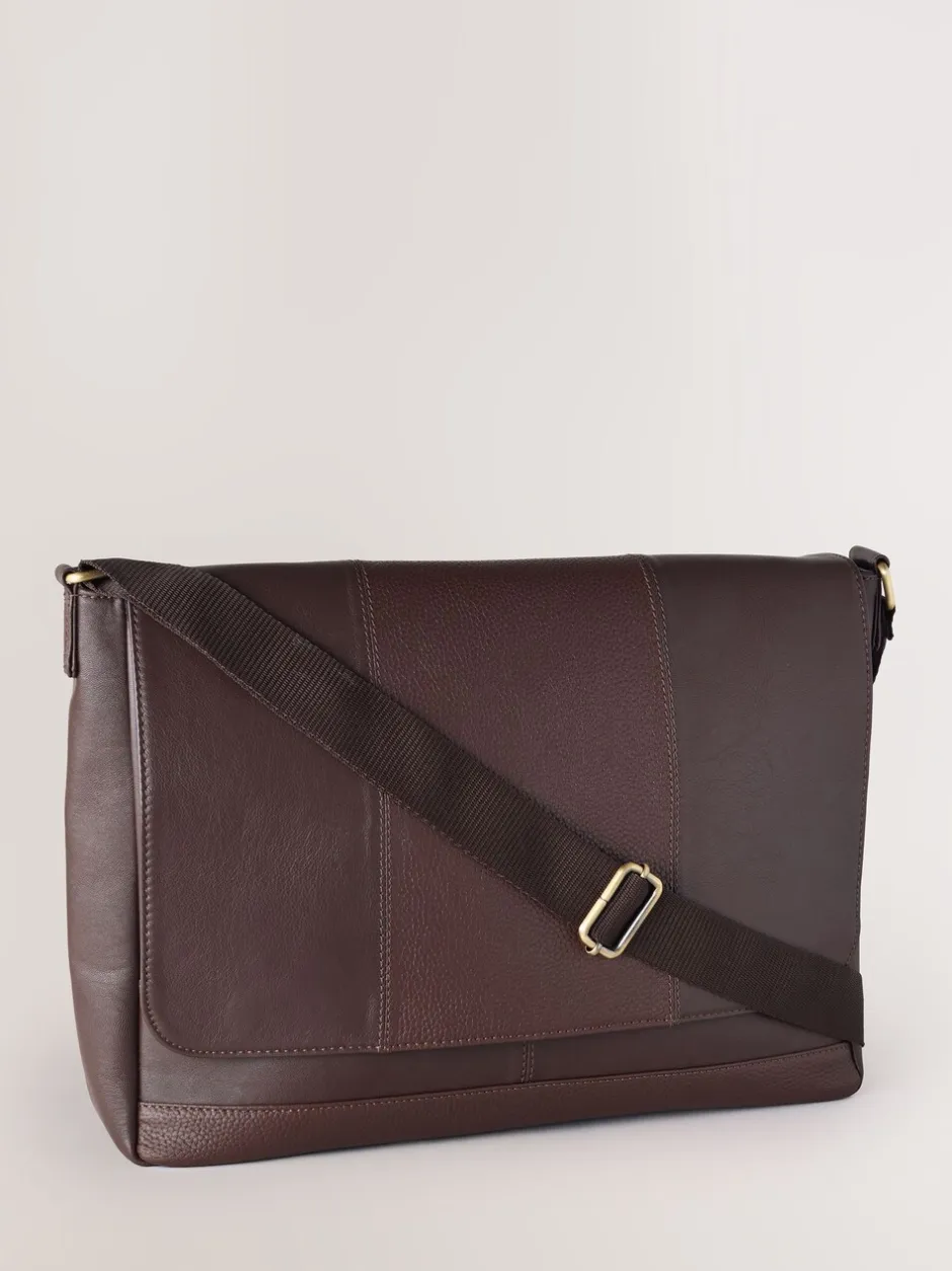 Tassen*Next - Signature leren messenger-tas Bruin