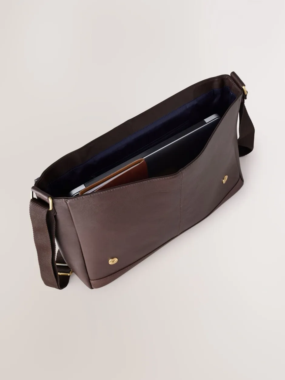 Tassen*Next - Signature leren messenger-tas Bruin
